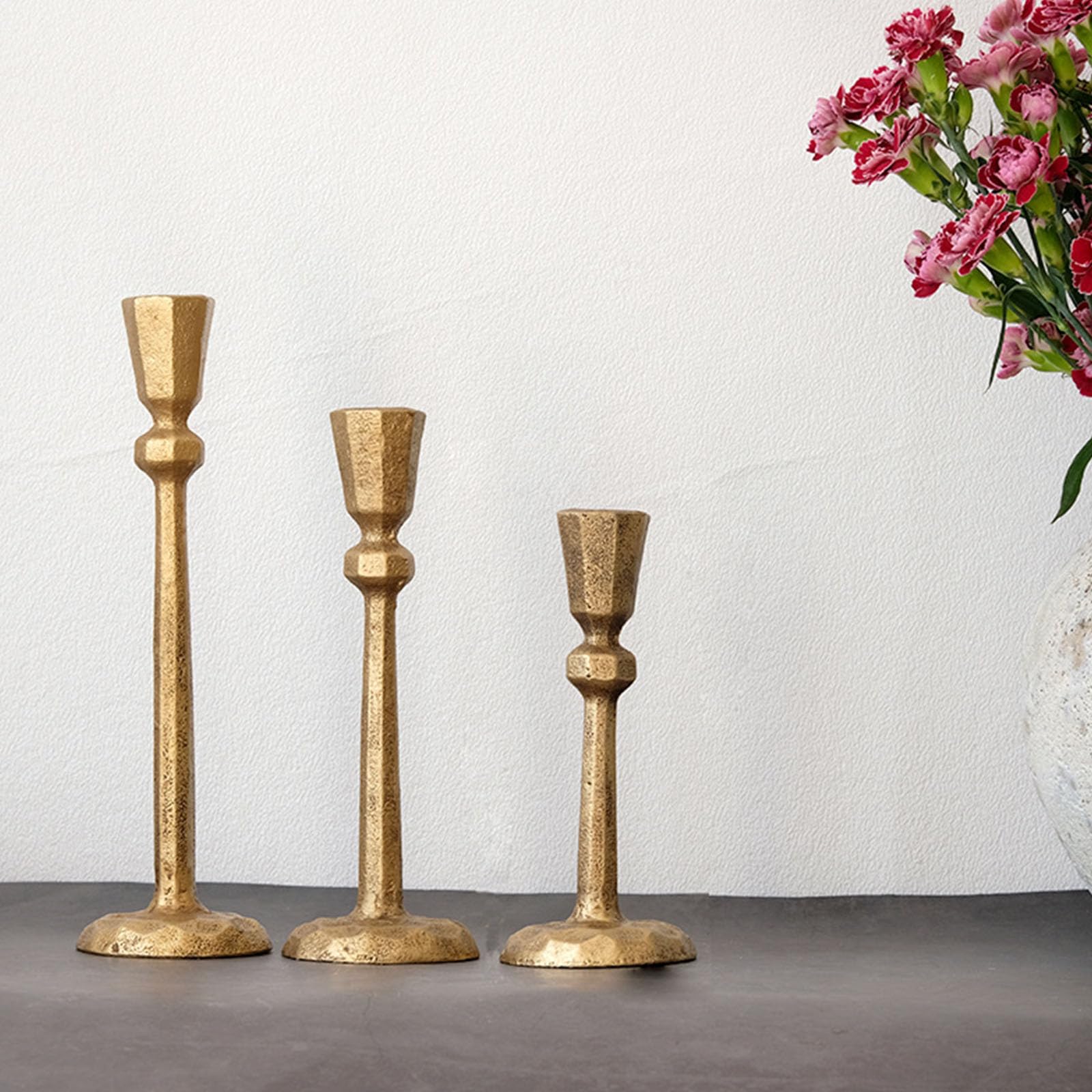Modernes Kerzenständer-Set aus Eisen, 3-teilig, antike Tafelaufsätze, Dekoration für Kaminsims, Esstisch, Diwali, Weihnachten, Hochzeit, gestaffelte Höhen für Heimdekoration, Stile