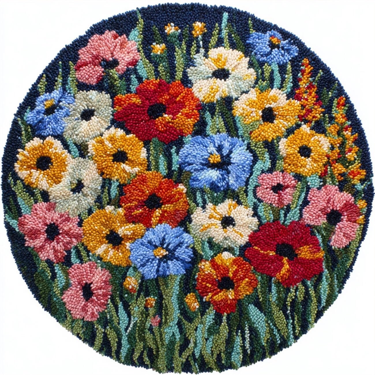 Kitquiver Rug Latch Hook Craft Kits Colorful Flowers 80x80cm