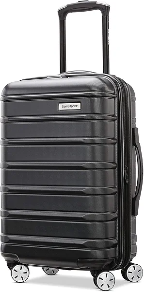 Samsonite Omni 2 International Carry-On Luggage with 360° Spinner Wheels - Scratch Resistant Hardshell - TSA, Airline-Approved - Expandable Polycarbonate Shell for Lightweight Travel - Midnight Black