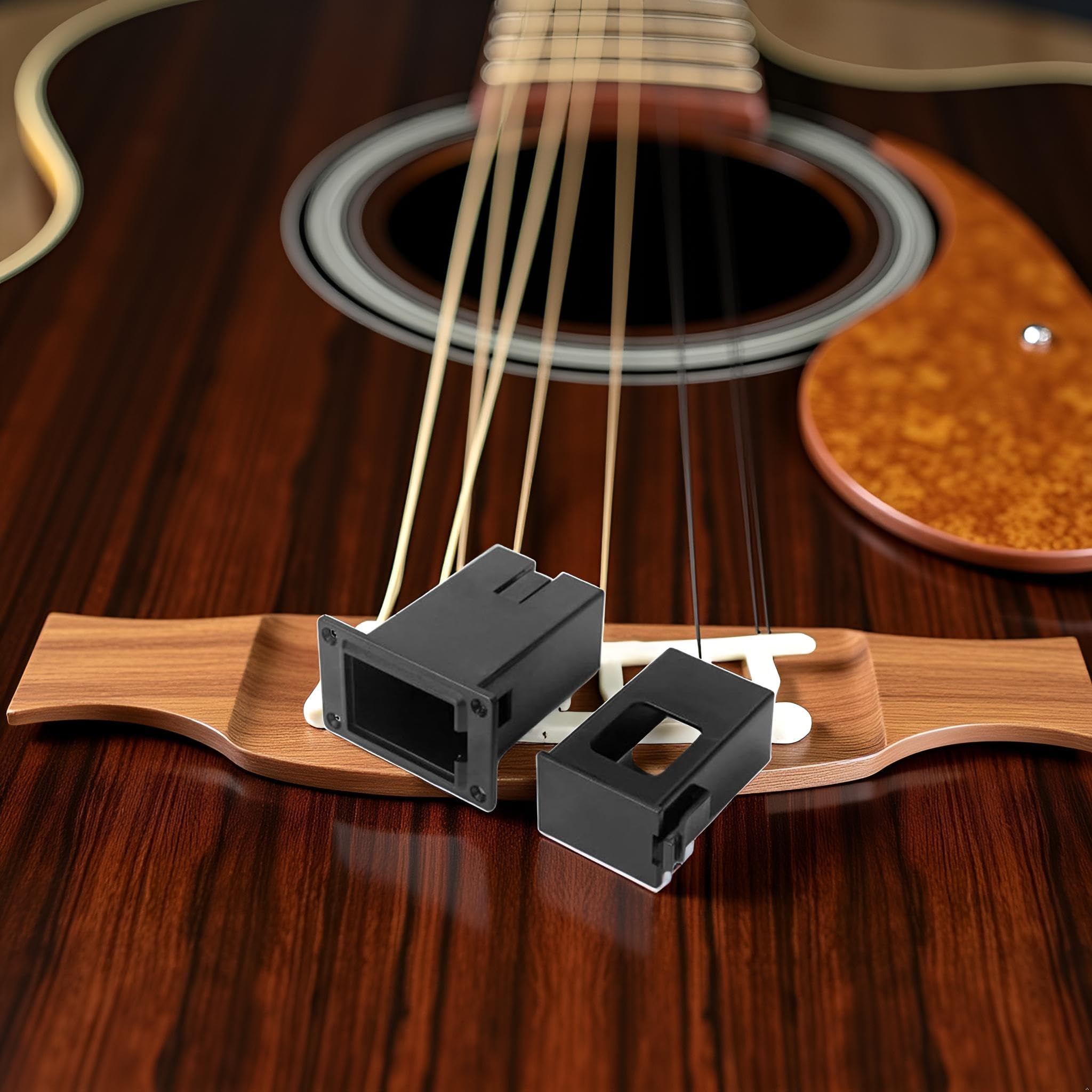 VGOL Lot De 2 Boîtiers Batterie 9V Pour Guitare Acoustique EQ-7545R - Support Pick-up Plastique Noir 51,5x28,5x19mm