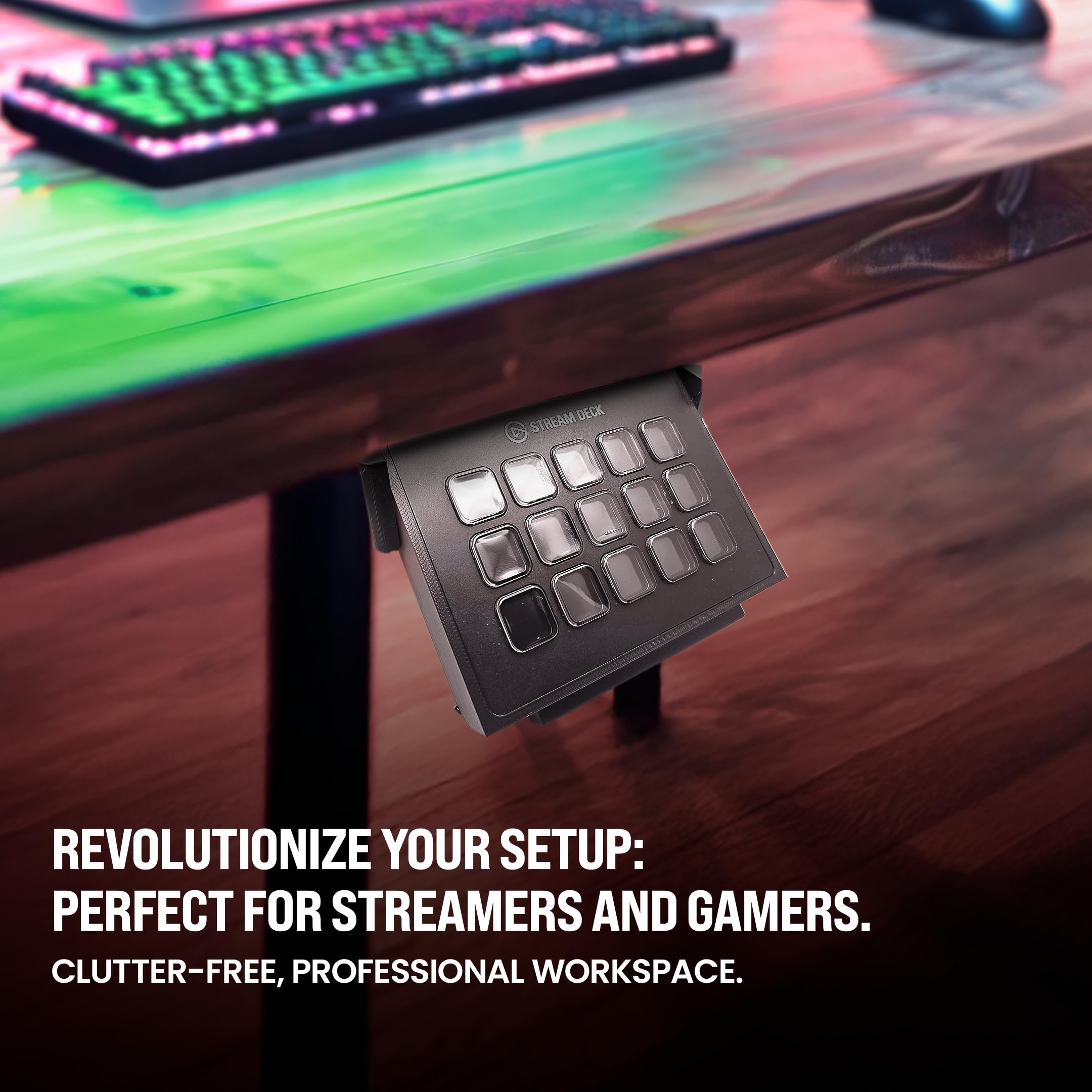 Generic Under Desk Stream Deck Mount MK1 & MK2 Compatible, USB Compatibility, Streaming Accessories,: Black