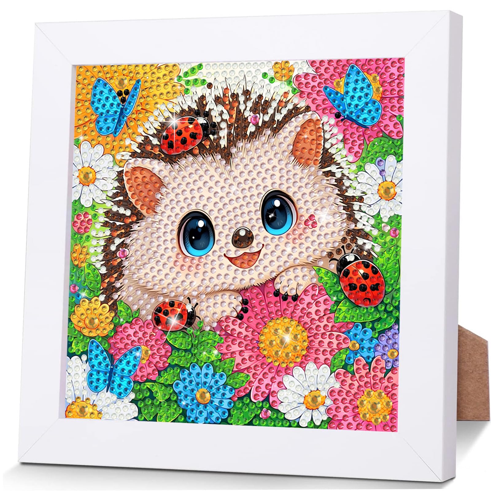 NEWENMO 5D Cute Hedgehog Diamond Painting Kit with Frame for Kids Ages 6-8 โ image 1