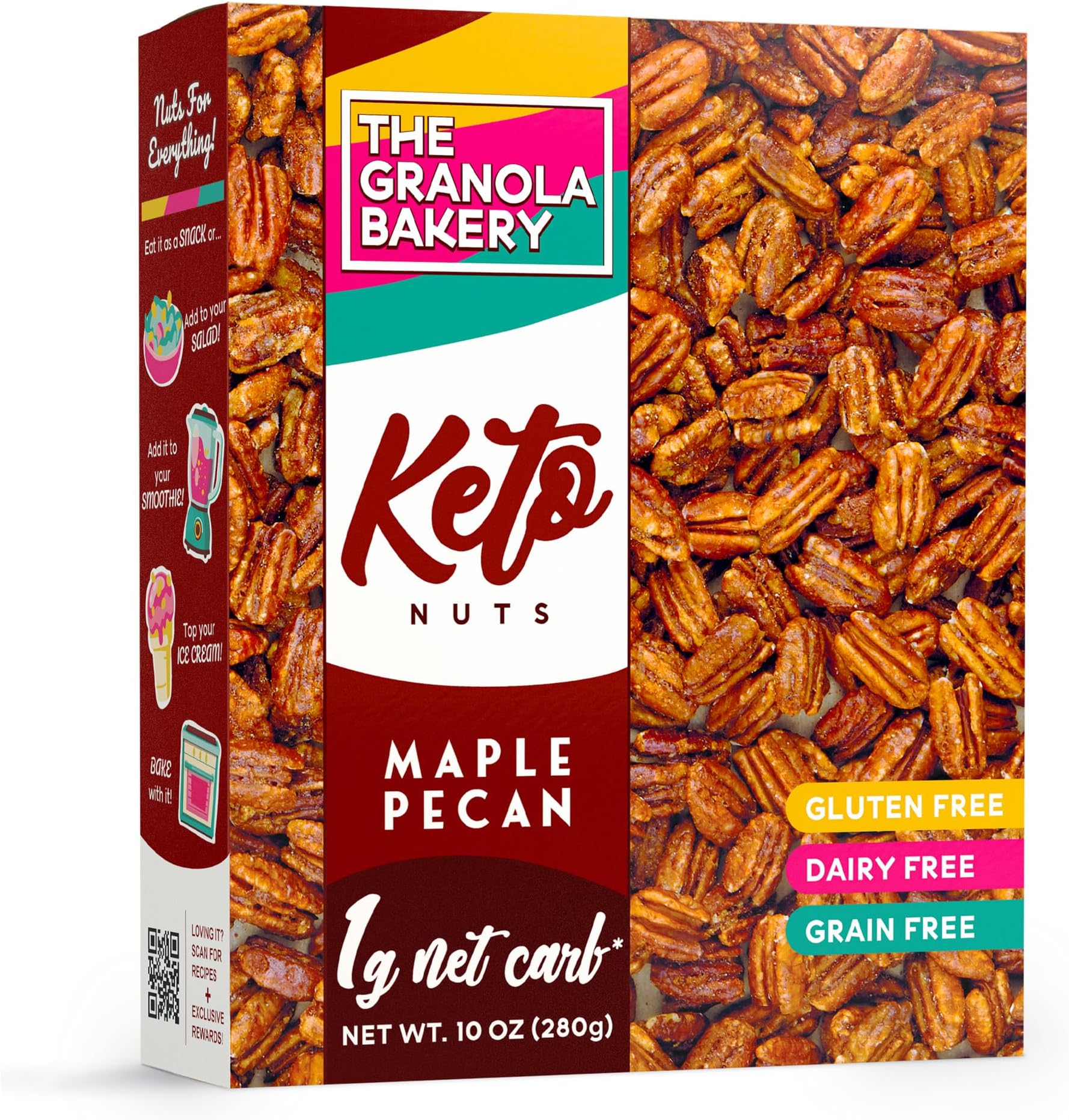 TGB Pecan Protein Granola Bars, High Protein, Low Carb, Sugar Free, Gluten Free, Keto Friendly, 18 Count