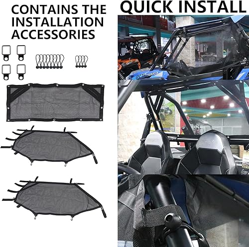 Miniatura 3 de Red para Ventana de ATVUTV Protector de Malla para Jaula Trasera Enrollable + Derecha + Izquierda Cubierta de Red Protectora de Sombra para Ventana