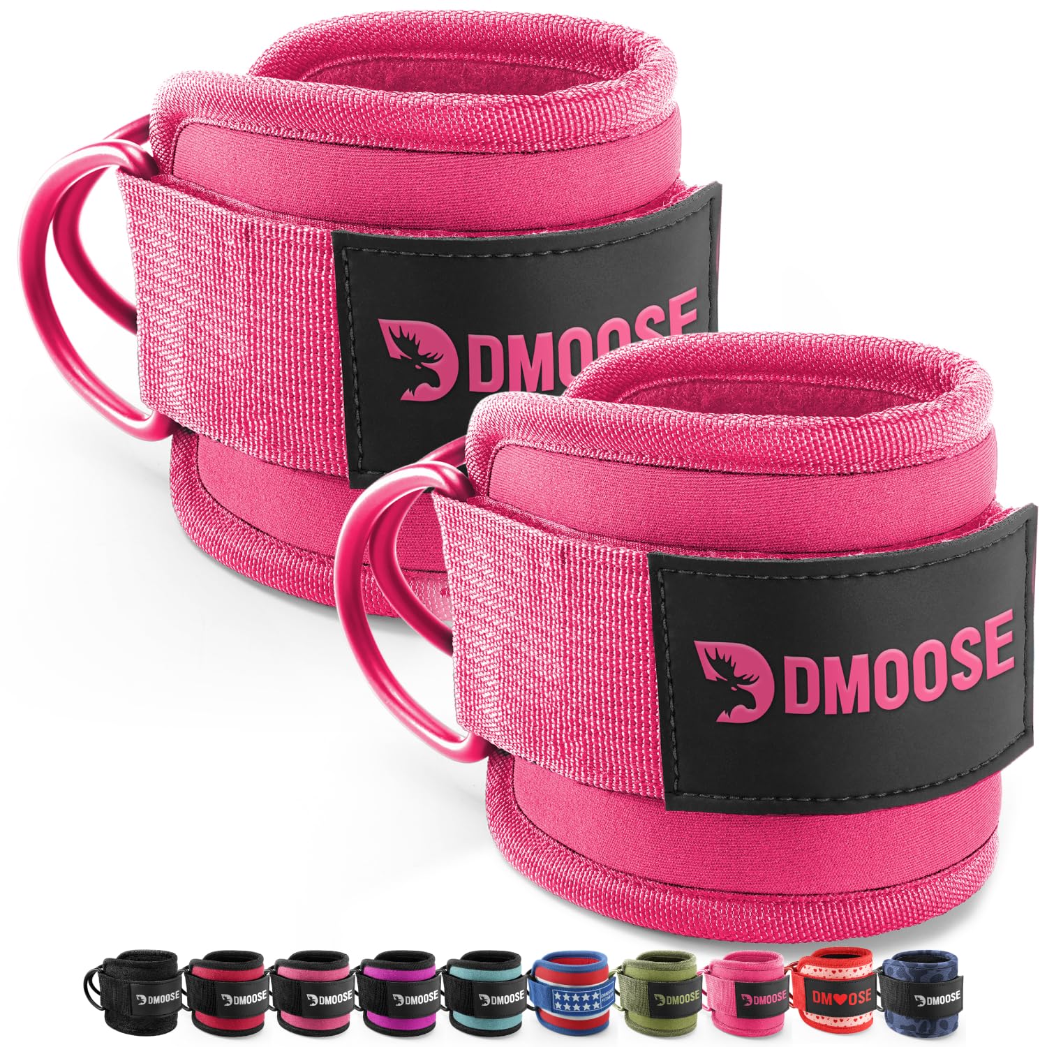DMoose Ankle Strap for Cable Machine - One Size Fit with Premium Padding, Workout Kickback Ankle Cuffs, Ankle Bands for Working Out, Booty Workouts, Leg Extension, Hip Abductors &amp; Lower Body Exercises