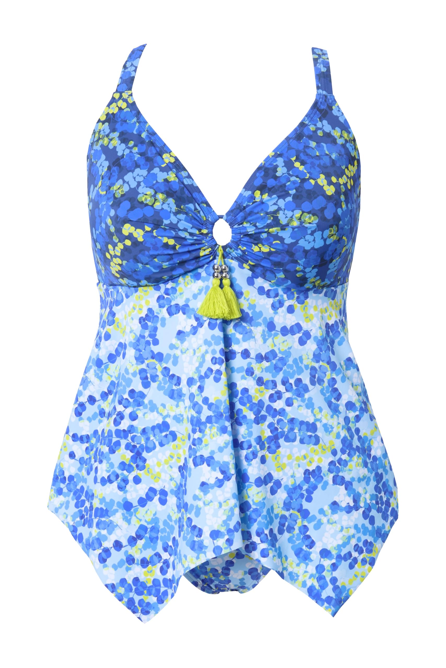 Ulla Popken Damskie duże rozmiary plus size tankini Judith, punktowe, błękitny, 42