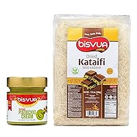 Vista 1 de BISVUA Kataifi secado prémium 500g (17.6 oz) y crema de pistacho (30%), 7.05 oz (7 onzas), perfecto para el kit viral de barra de chocolate