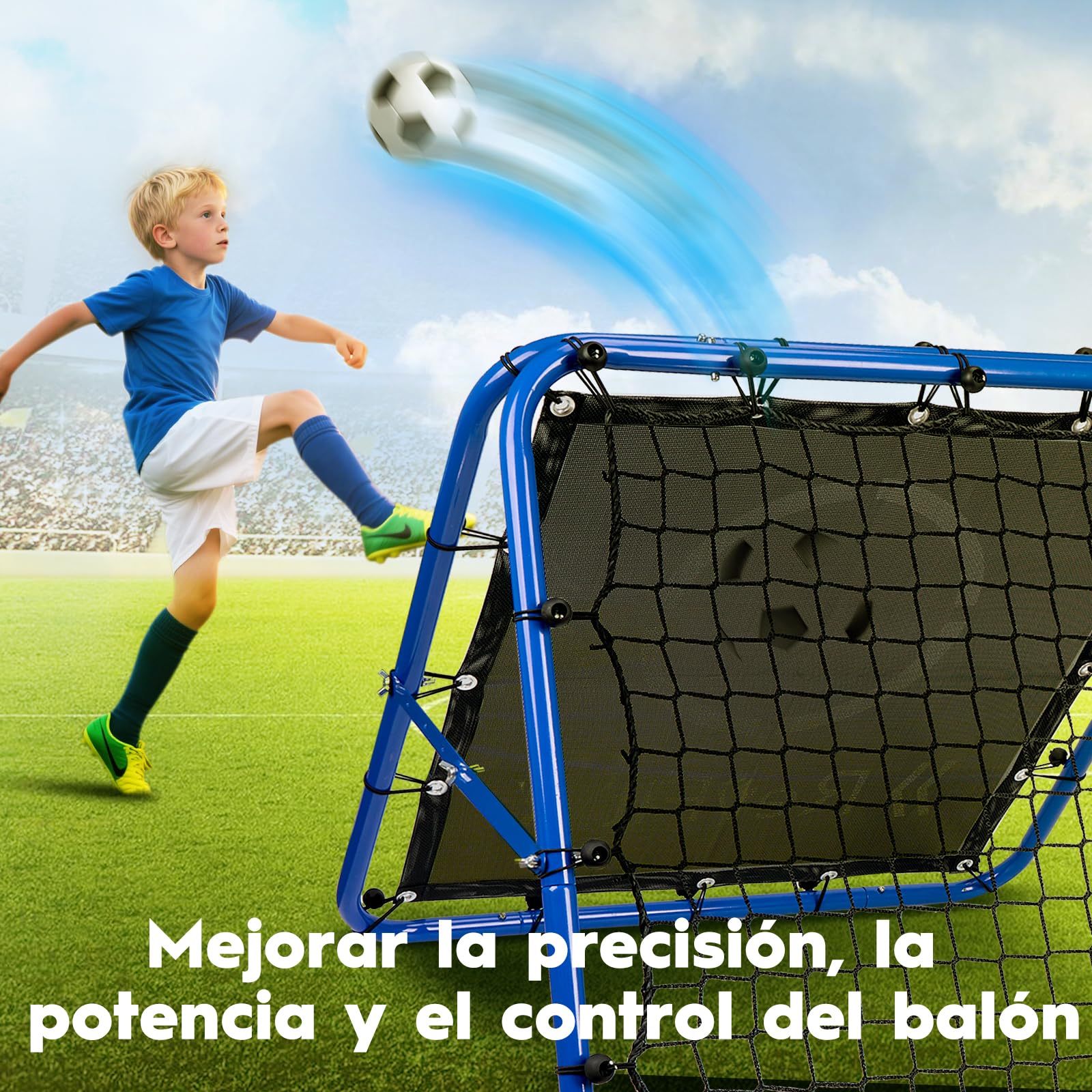 Red de rebote ajustable de doble cara para fútbol, béisbol, tenis, rugby, 80/100/120 cm