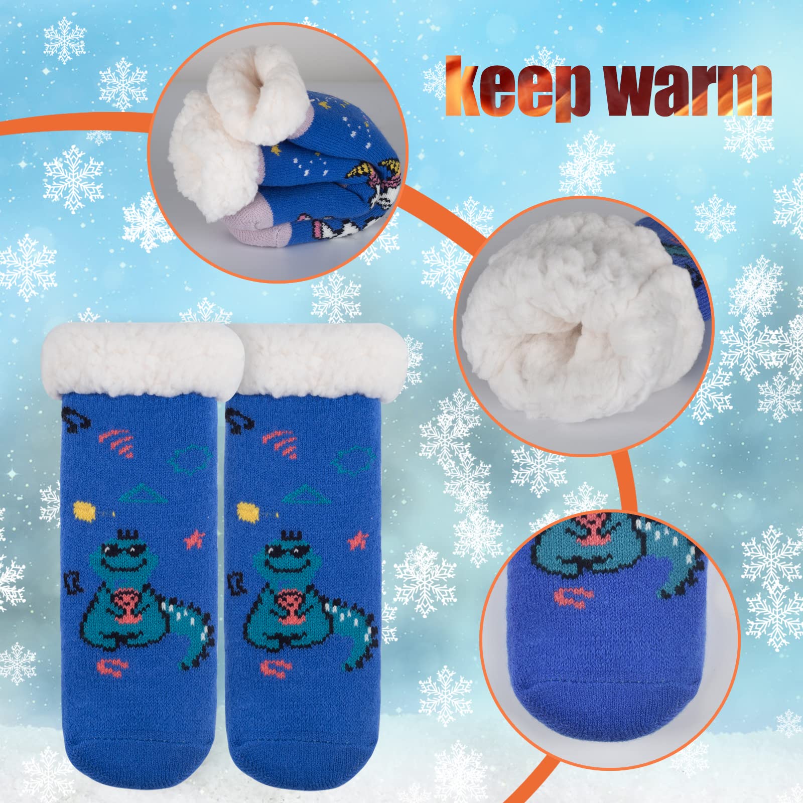 FENELY 3 pares de calcetines de invierno para niños de 2-4/4-6/6-8, térmicos, cálidos, antideslizantes, regalos para Navidad