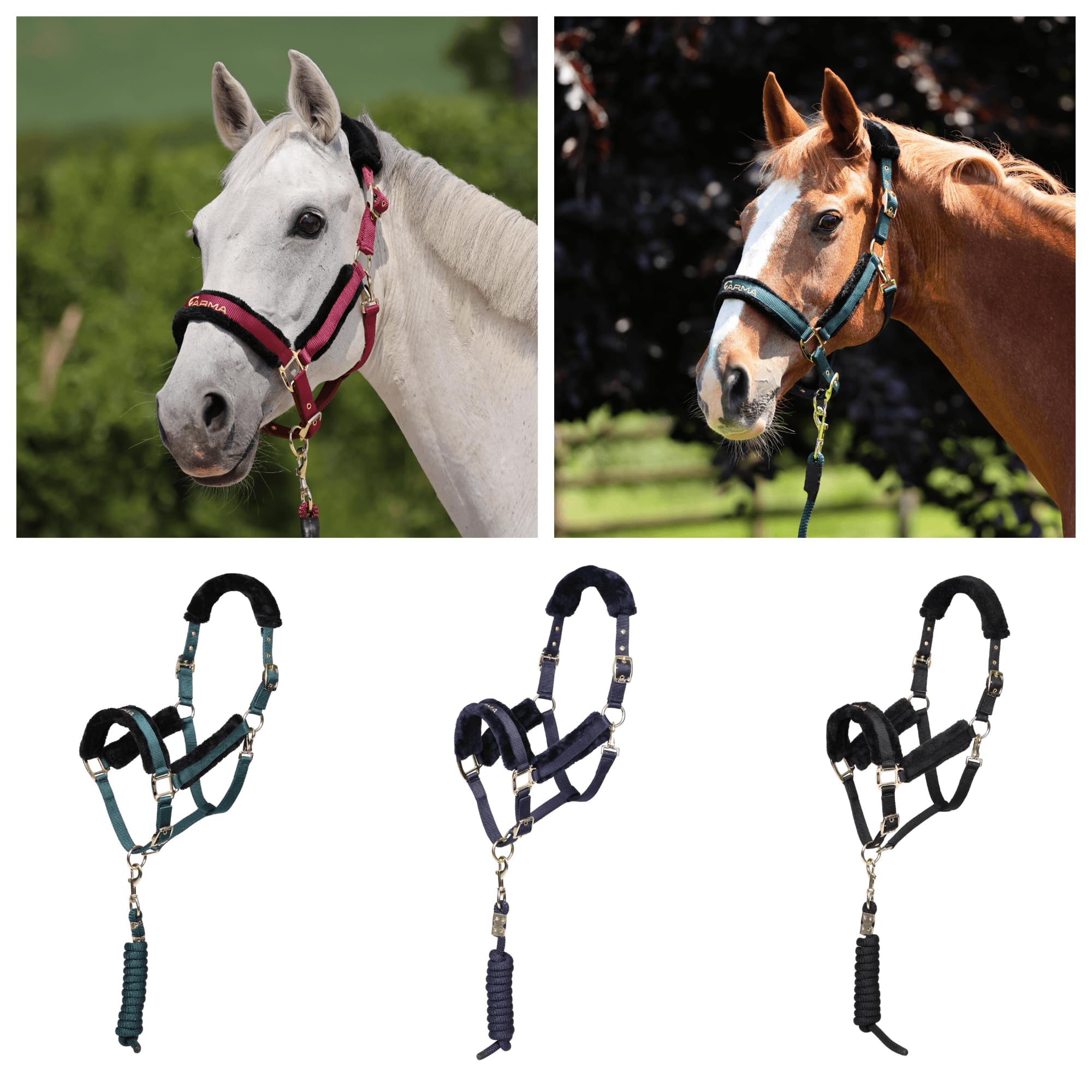 Shires ARMA Logo Headcollar & Lead Rope Sizes Extra Full Black