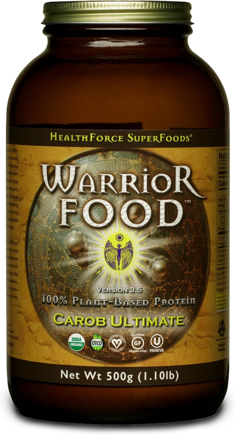 HEALTHFORCE SUPERFOODS Warrior Food Protien Powder - Carob Flavor - 500 Grams