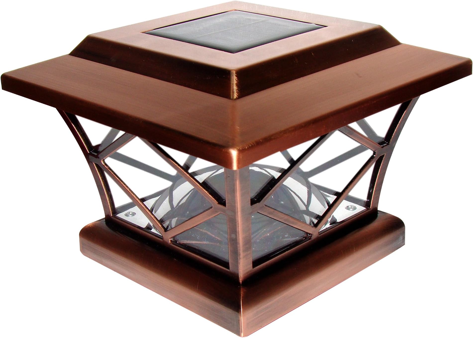 Pine Top 511-0010 2-Light LED Solar-Powered Plastic Fence-Post Cap, Copper