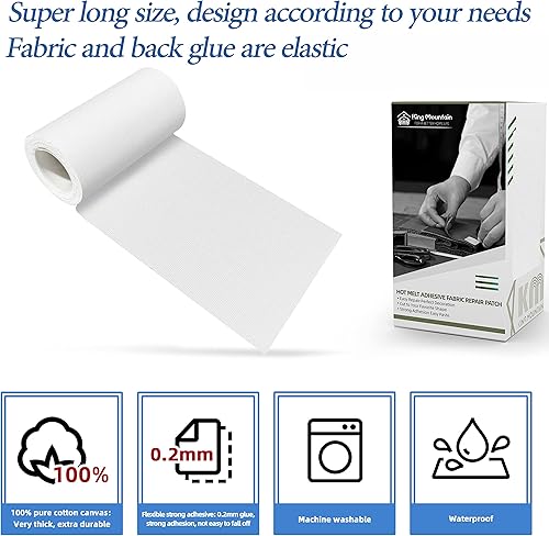 Vista 87 de KING MOUNTAIN Parche de reparación termoadhesivo, paquete de 20 piezas, parche de reparación termoadhesivo 100% algodón, 3 x 4-1/4 con pegamento