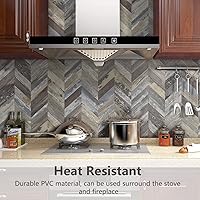 Vista 2 de STICKGOO azulejos de espiga de 10 hojas para despegar y pegar, PVC de madera sintética para salpicaderos, azulejos de pared autoadhesivos para cocina