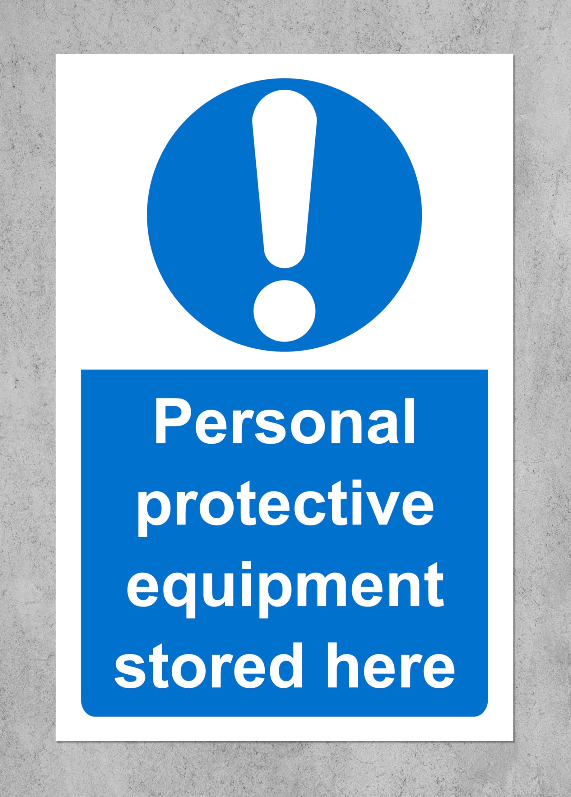 Personal protective equipment PPE stored here safety sign - Self adhesive sticker 200mm x 150mm Case (Pack of 20)