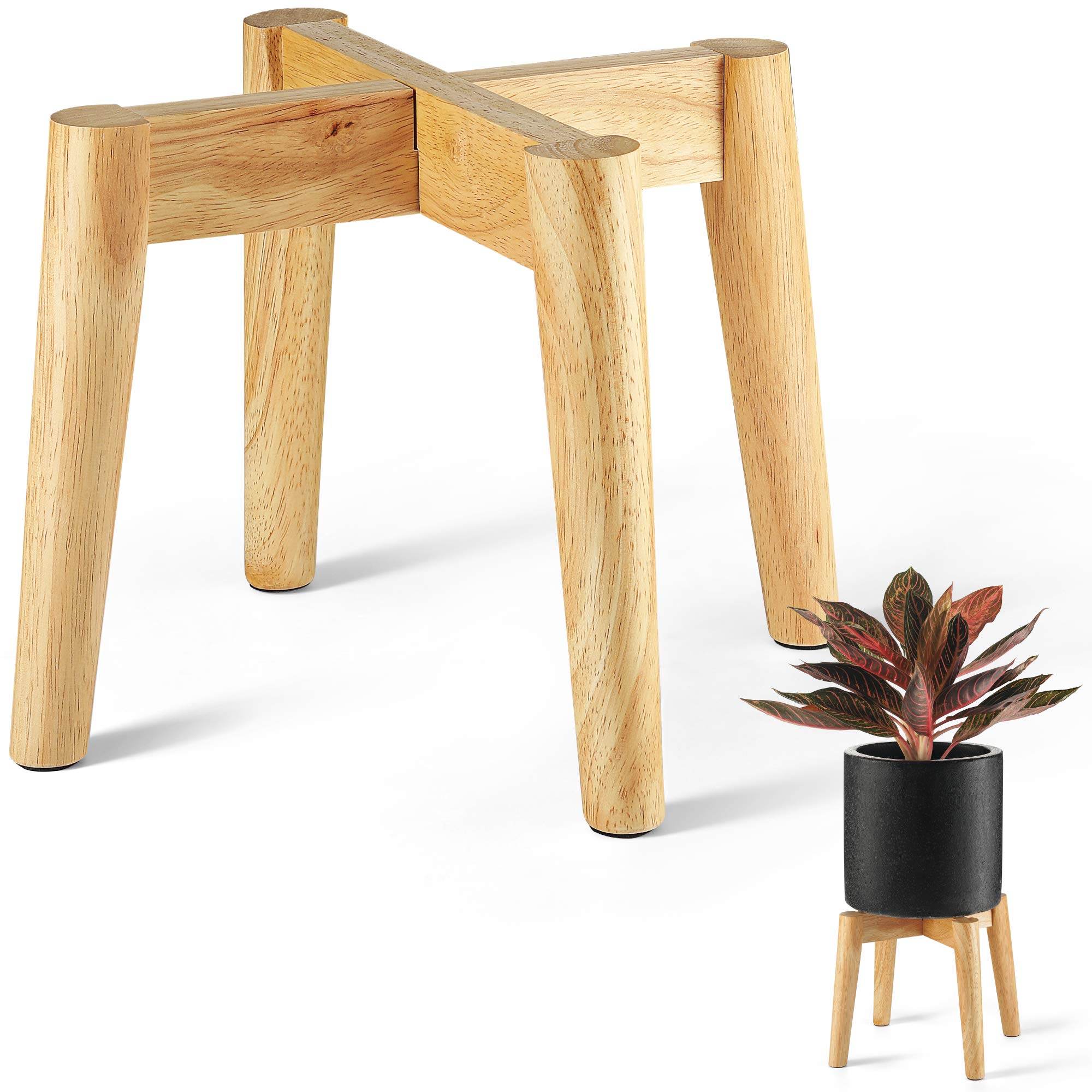 LITADA Plant Stands (Set of 2) Mid Century Modern Plant Stand Indoor (Plant Pot NOT Included) Flower Pot Holder Home Decor (Natural-2pcs)