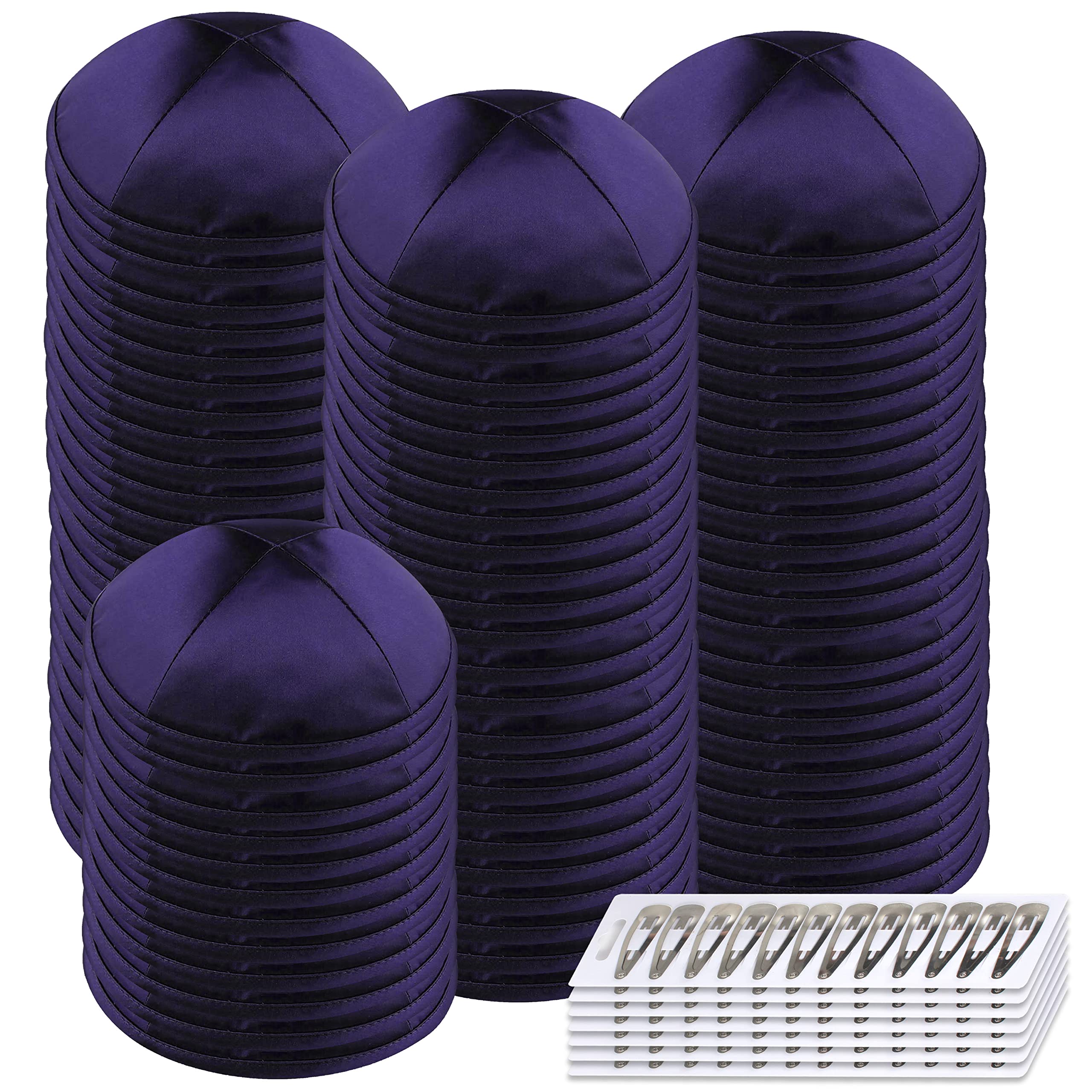Zion Judaica Deluxe Satin Kippah Yarmulkes for Kids Teens &amp; Adults Skullcaps 6.25" Multi-Color Options 4 Panel Design
