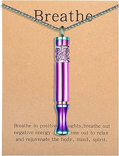 Anxiety Relief Pendant Mindfulness Breathing Necklace - Essential Oil Diffuser & Personal Inhaler Aromatherapy Necklaces for Women & Men (Rainbow)