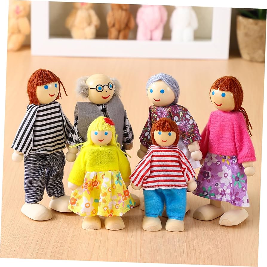 Amazon | STOBOK 家族 人形ドール 木製 ミニチュア フィギュア