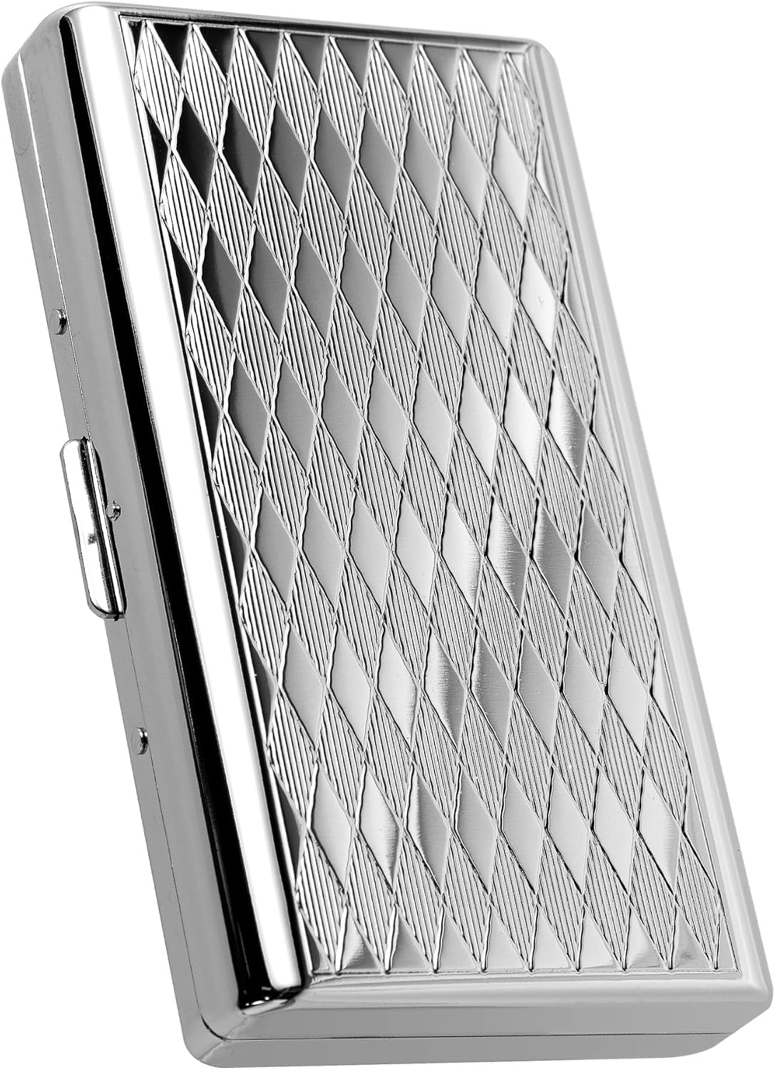 Goshentech Retro Metal lozenge space pattern case,14 Capacity,Metal Plated antique silver,Double-Sided,Bank Card case, Cash Box(100mm King Size) (antique silver)