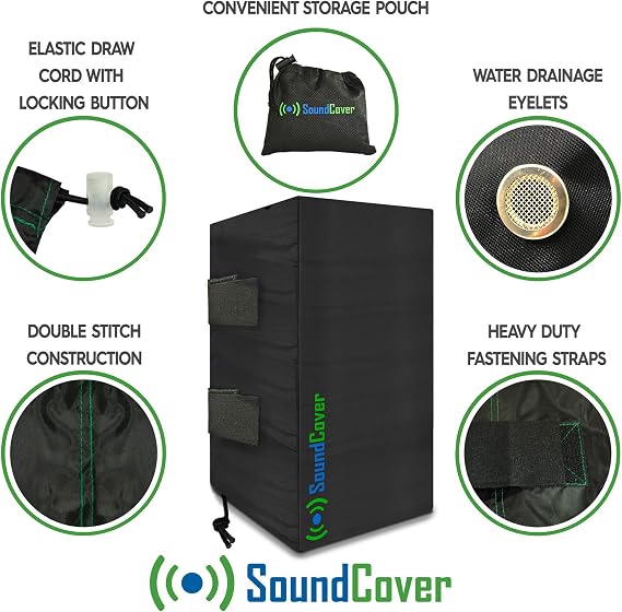 The Original Light Outdoor Speaker Covers for C-Bracket Mounted Speakers Premium 210T Polyester with Silver UV Protective Coating Water-Resistant, All-Weather Protection Small Size (Set of 2)