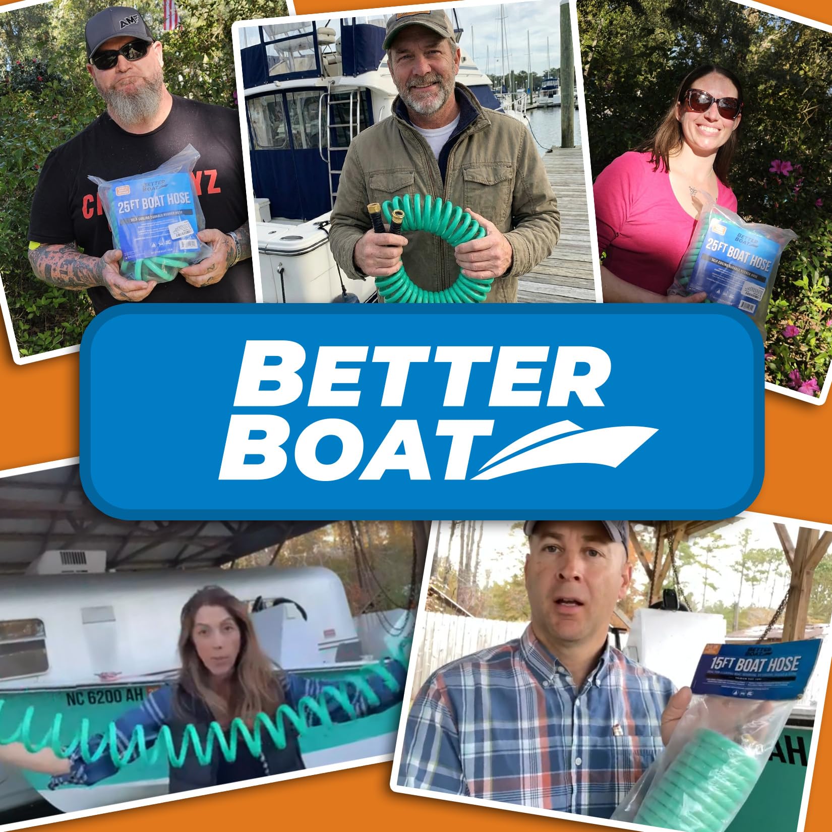 Better Boat Tubo per barca da 15 m, tubo flessibile per acqua espandibile, perfetto per camper, corto da giardino e marino, connettori da 3/4 di pollice