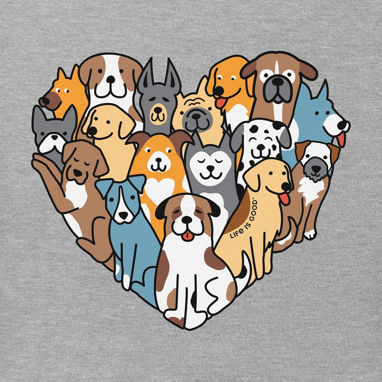 Life is Good. Women's Heart of Dogs Short Sleeve Crusher Tee, Heather Gray