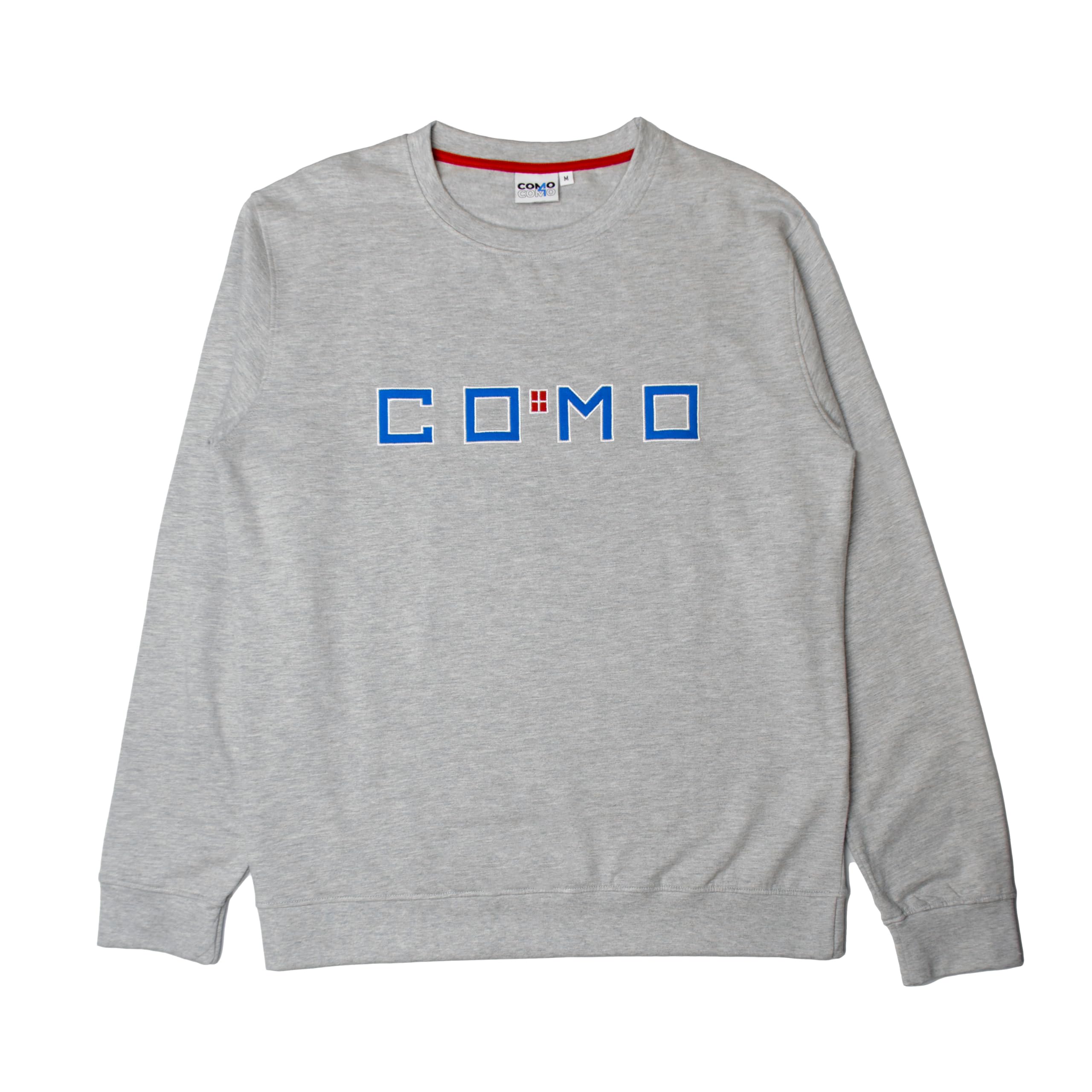 COMO 1907 - Felpa Girocollo Bambino - Colore Grigio Melange - Ricamo Como e Stemma - Logo del Settore Distinti dello Stadio Giuseppe Sinigallia - 100% Cotone - Made in Italy