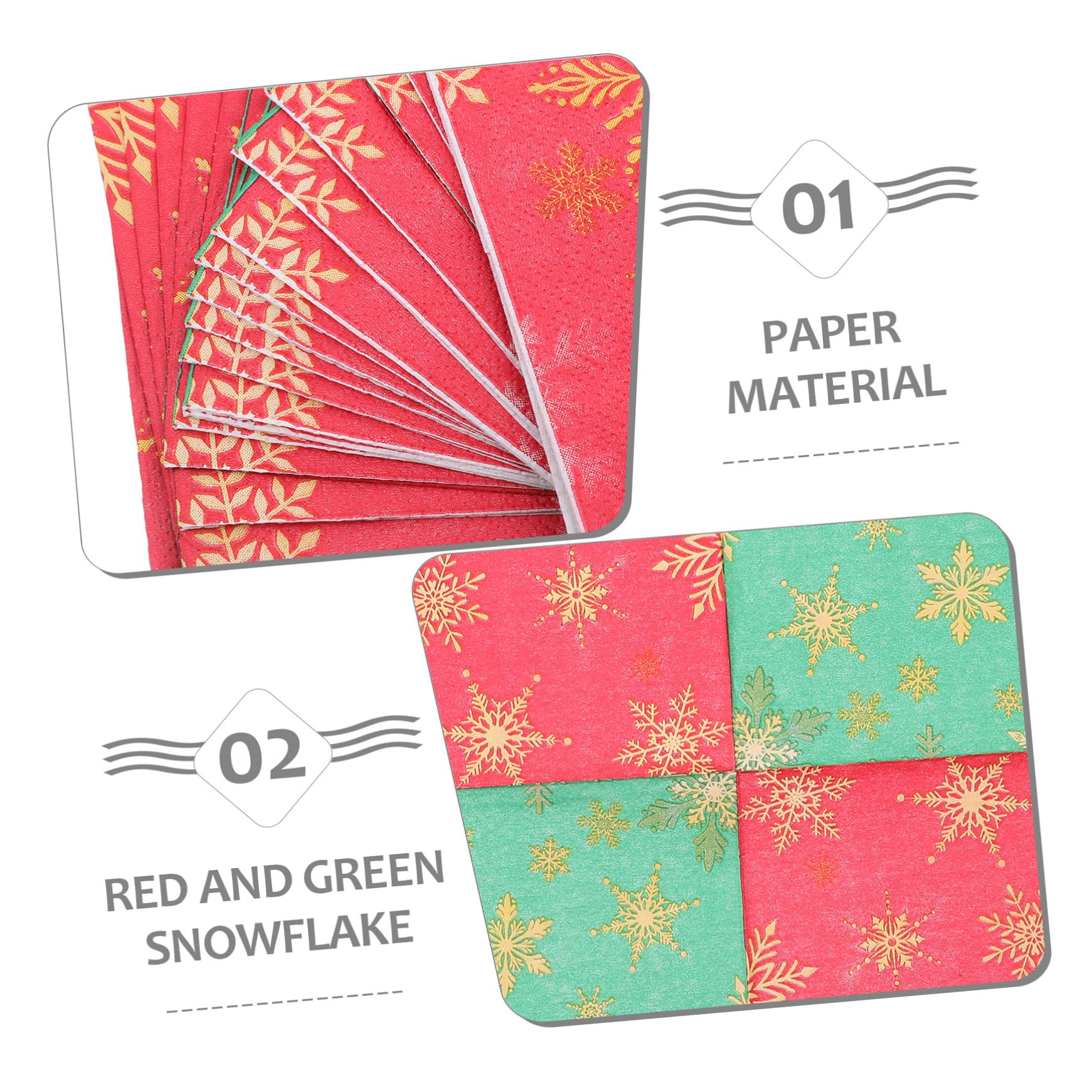 PLAFOPE 100 Piezas Unidades Servilletas Desechables de Papel con de Rojas y Verdes para Navidad Servilletas para Mesa de Fiesta y Cena Navideña para Decoración Temática Invernal