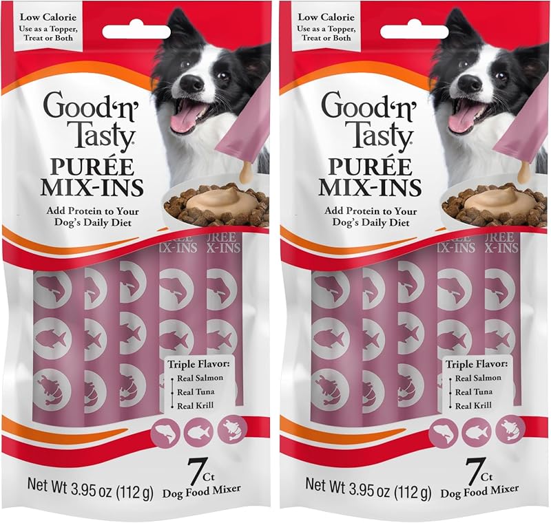 Good ‘N’ Tasty Triple Flavor Mix-Ins para Cães com Frango, Salmão e Pato, 14 sachês individuais