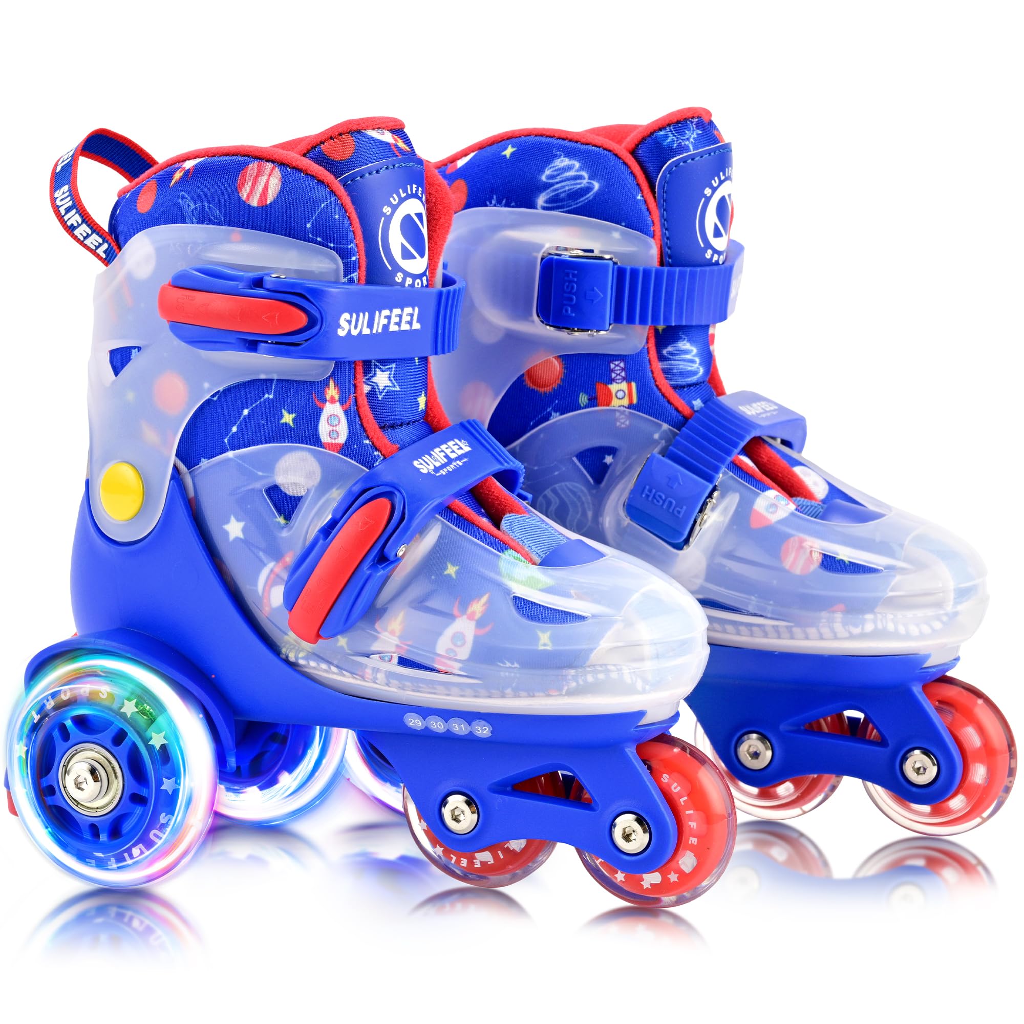 SULIFEEL Adjustable Roller Skates for Girls Boys Kids,Fun Illuminating Light Up Flash Wheels Three-Point Type Balance Suit...