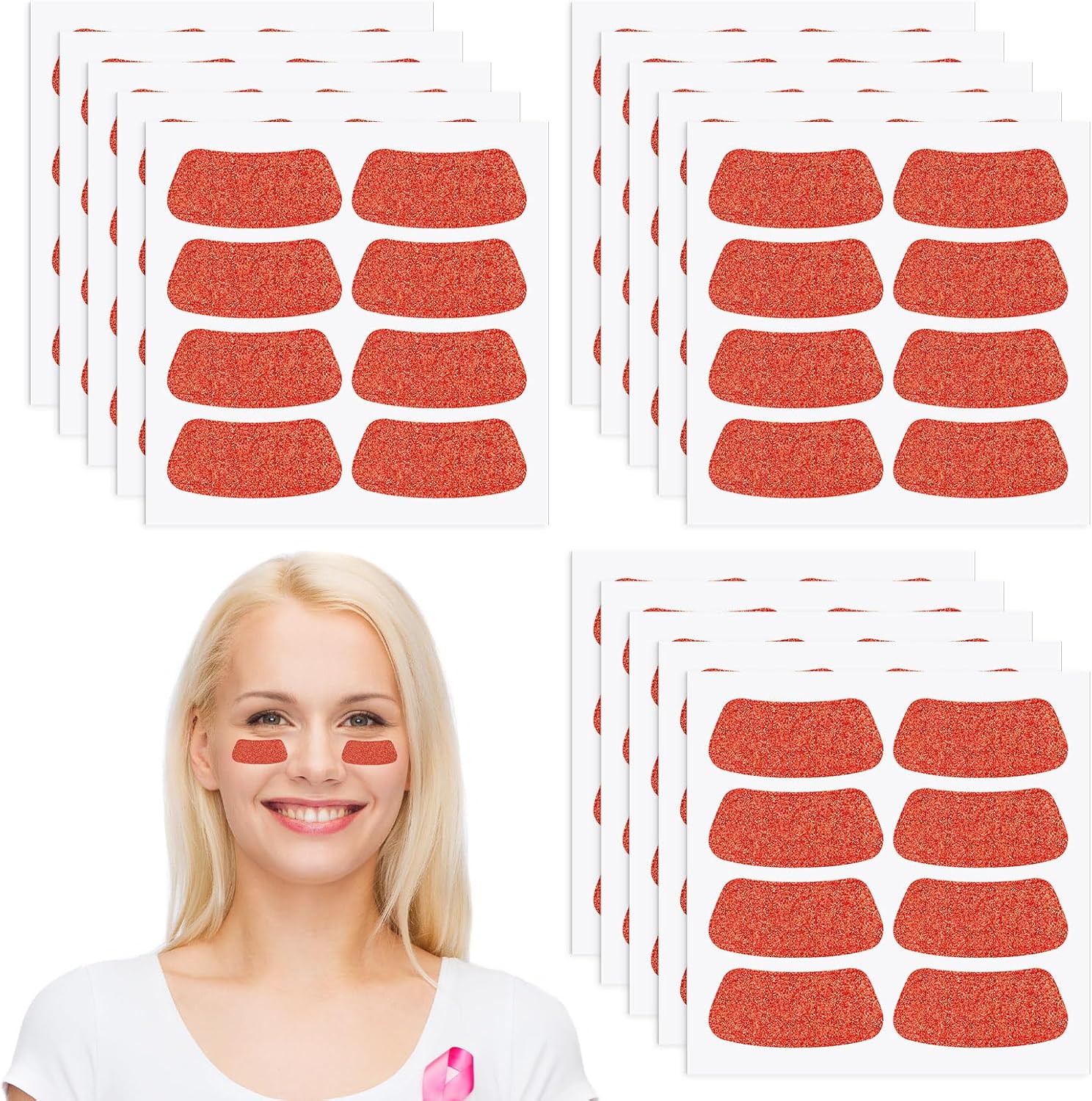 Cholemy 120 Pairs Eye Black Stickers Bulk Baseball Glitter Stickers Football Softball Party Favor Spirit Day Accessories(Glitter,Orange1)