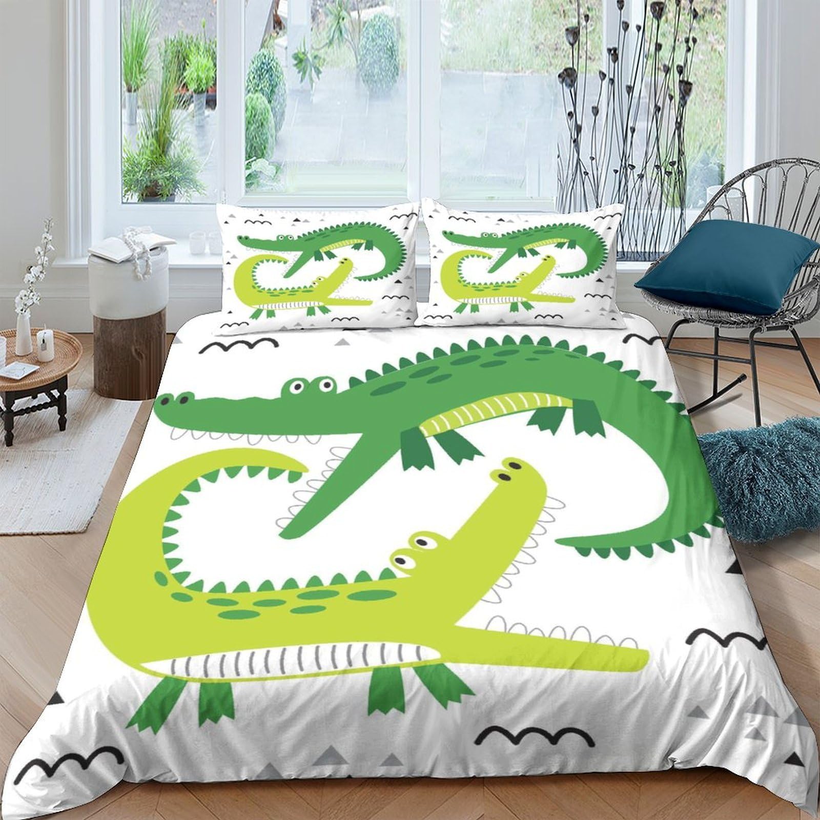 Housse de couette crocodile cartoon 3D pour des nuits douces et ludiques