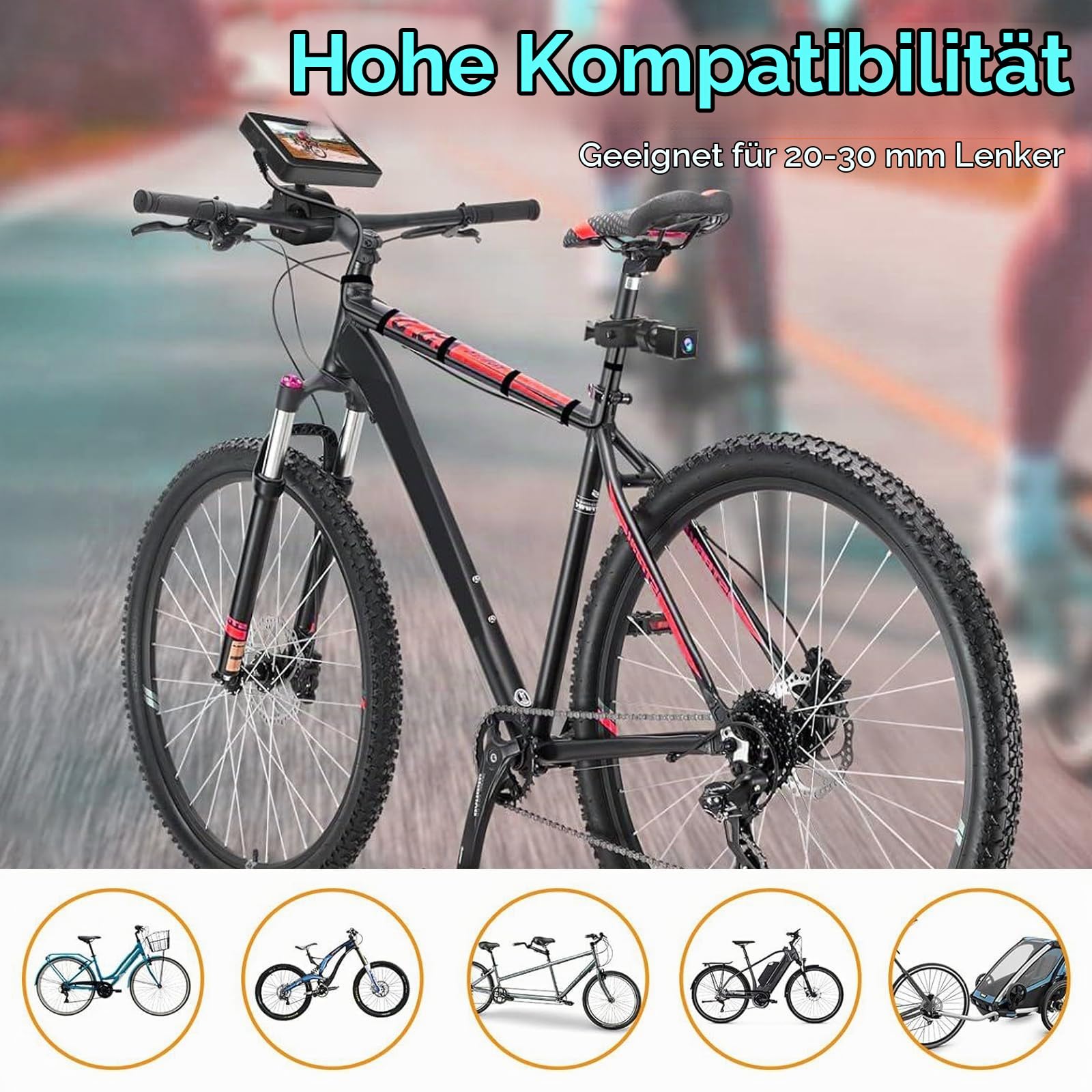 Shkalacar Fahrradspiegel für Lenker, Rückfahrkamera fürs Fahrrad mit 4,3-Zoll-Bildschirm, Nachtsichtfunktion, 150° Weitwinkelansicht, verstellbare Halterung, kompatibel mit Mountainbikes Rennrädern