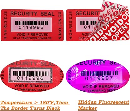 200pcs Tamper Proof Stickers Seals Labels Matte Red, 1" X 2"