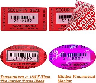200pcs 25x50mm Heat Tampering Fluorescent Mark High Residue Tamper Evident Anti Counterfeit Tamper Proof Stickers Labels Seals (1 x 2 Inches, Matte Red, Serial Number)