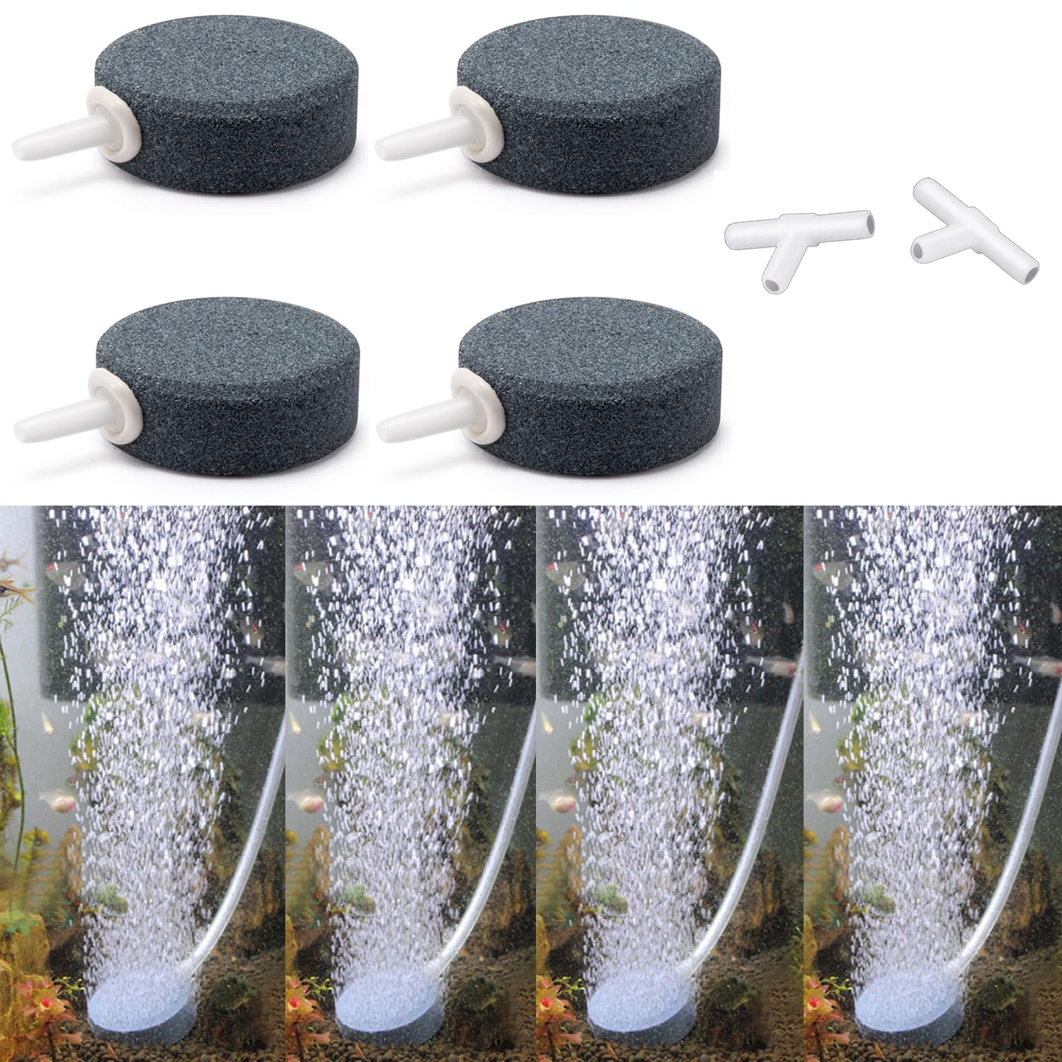 Wenshall Piedras de Aire Redondas pequeñas de 1,6 Pulgadas para acuarios, difusor de oxígeno, para acuarios hidropónicos, Piedra de oxígeno