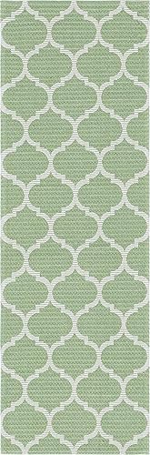 Miniatura 3 de Unique Loom Decatur Collection - Alfombra geométrica de enrejado, moderna, de 2.2 x 6 pies, verdemarfil