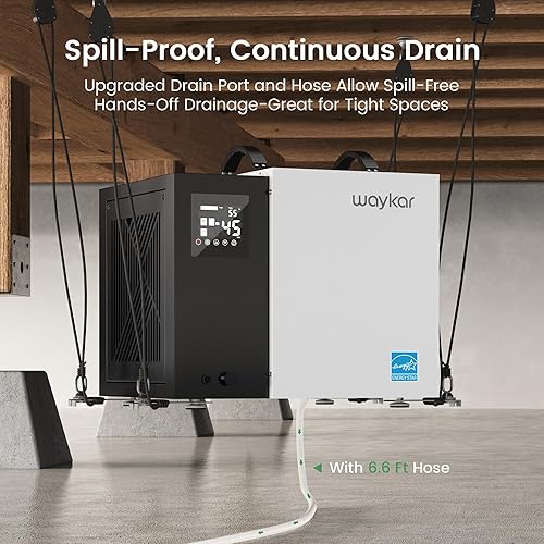 Miniatura 5 de Waykar Deshumidificador Energy Star de 70 pintas con manguera de drenaje, deshumidificador comercial para sótanos y hogar, para espacios de hasta