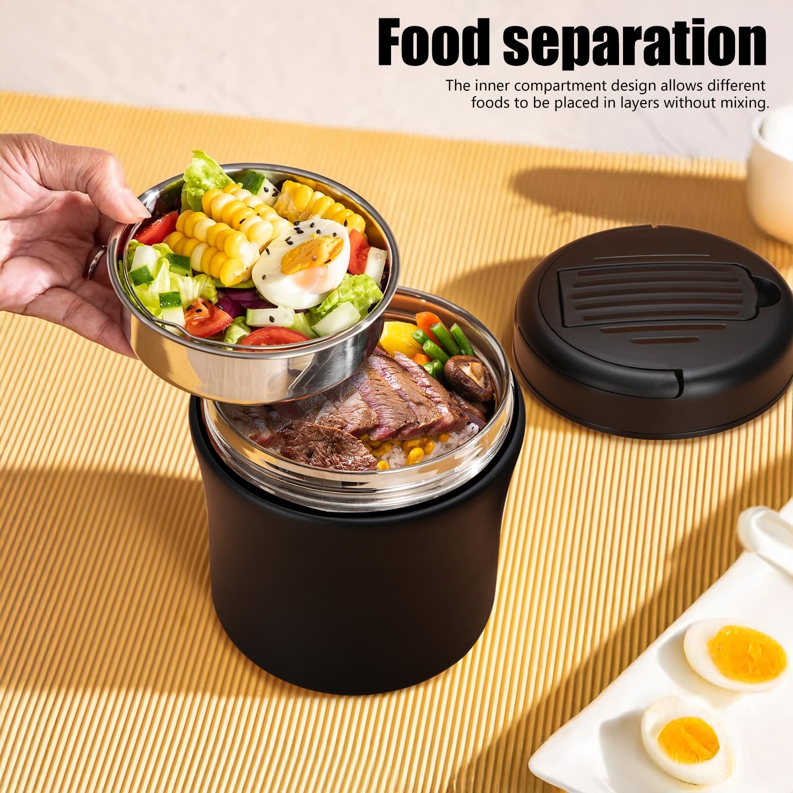 profiwoab Thermocontainer voor eten, groot, 1,2 l, warmhoudcontainer, roestvrij staal (met lepel), thermokom, thermo-lunchbox voor soepen, pap, maaltijden profiwoab Thermocontainer voor eten, groot, 1,2 l, warmhoudcontainer, roestvrij staal (met lepel), thermokom, thermo-lunchbox voor soepen, pap, maaltijden