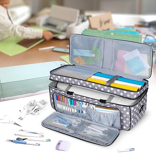 Miniatura 7 de LUXJA Estuche de transporte de doble capa con bolsillo para alfombrilla de corte para Cricut Maker 4, Maker 3, Explore 4, Explore 3, Explore Air 2,