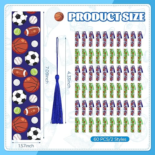 Miniatura 7 de 60 marcapáginas deportivas, recuerdos de fiesta deportiva, béisbol, fútbol, baloncesto, fútbol, deportes con borlas para la escuela, lectura,