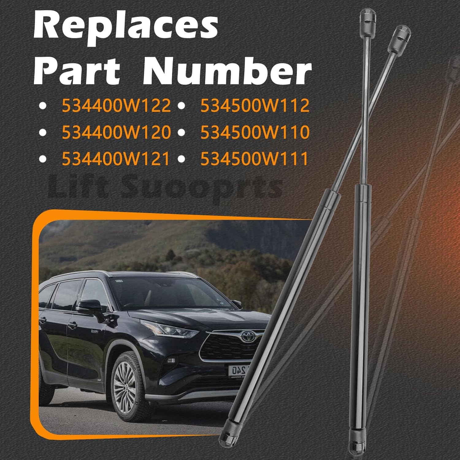 2PCS 16.95 in Front Hood Lift Support Struts Gas Spring Shocks Rod Compatible with Toyota 07-10 Fj Cruiser (from 06/2007) (2007 2008 2009 2010)