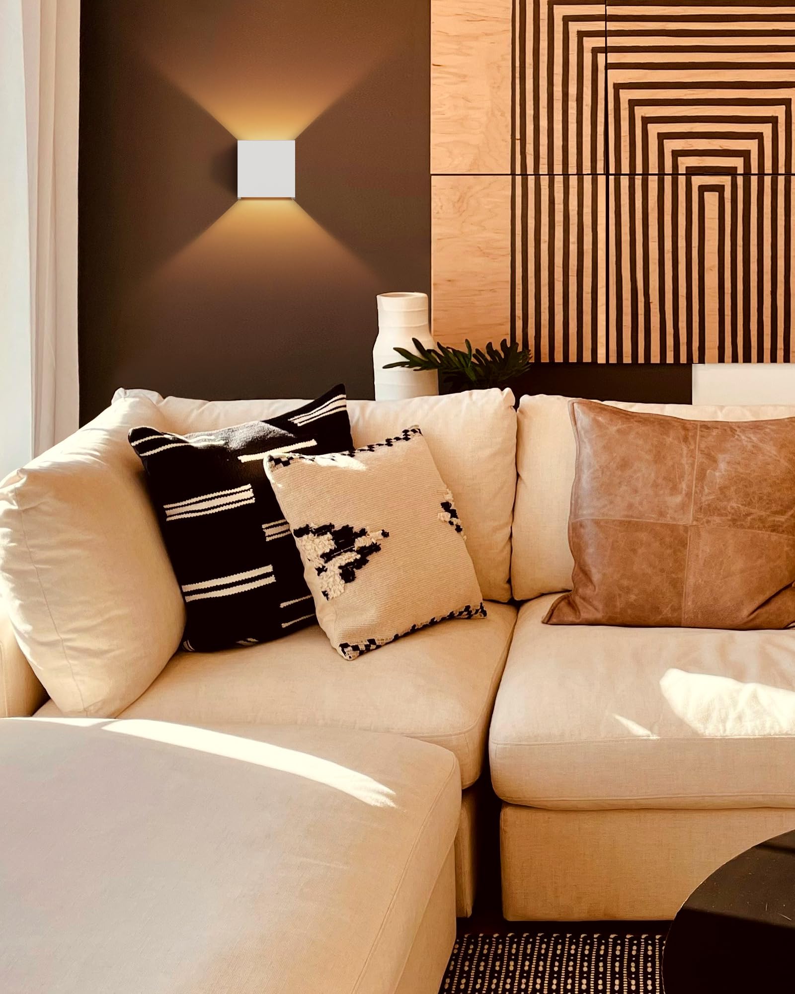 Applique Murale LED Intérieur et Extérieur, Lot de 2, Blanc Chaud 3000K, Ampoule G9 Remplaçable, Étanche IP65, 9W 700 Lumens, Angle de Faisceau Réglable 0-120°, Aluminium, Blanc Sable