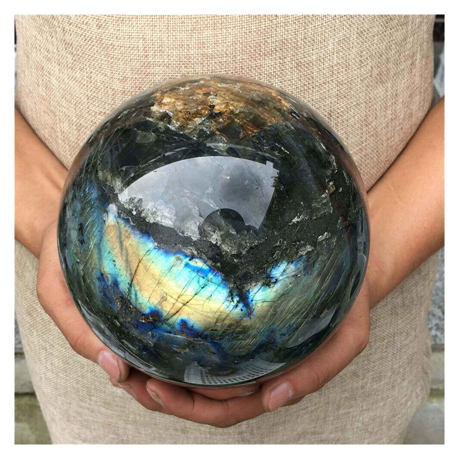 ZTBH Cristal de meditación Natural Bola de Cristal de Cuarzo de la Esfera labradorita Natural Piedra de Cristal (tamaño : 400-500g)