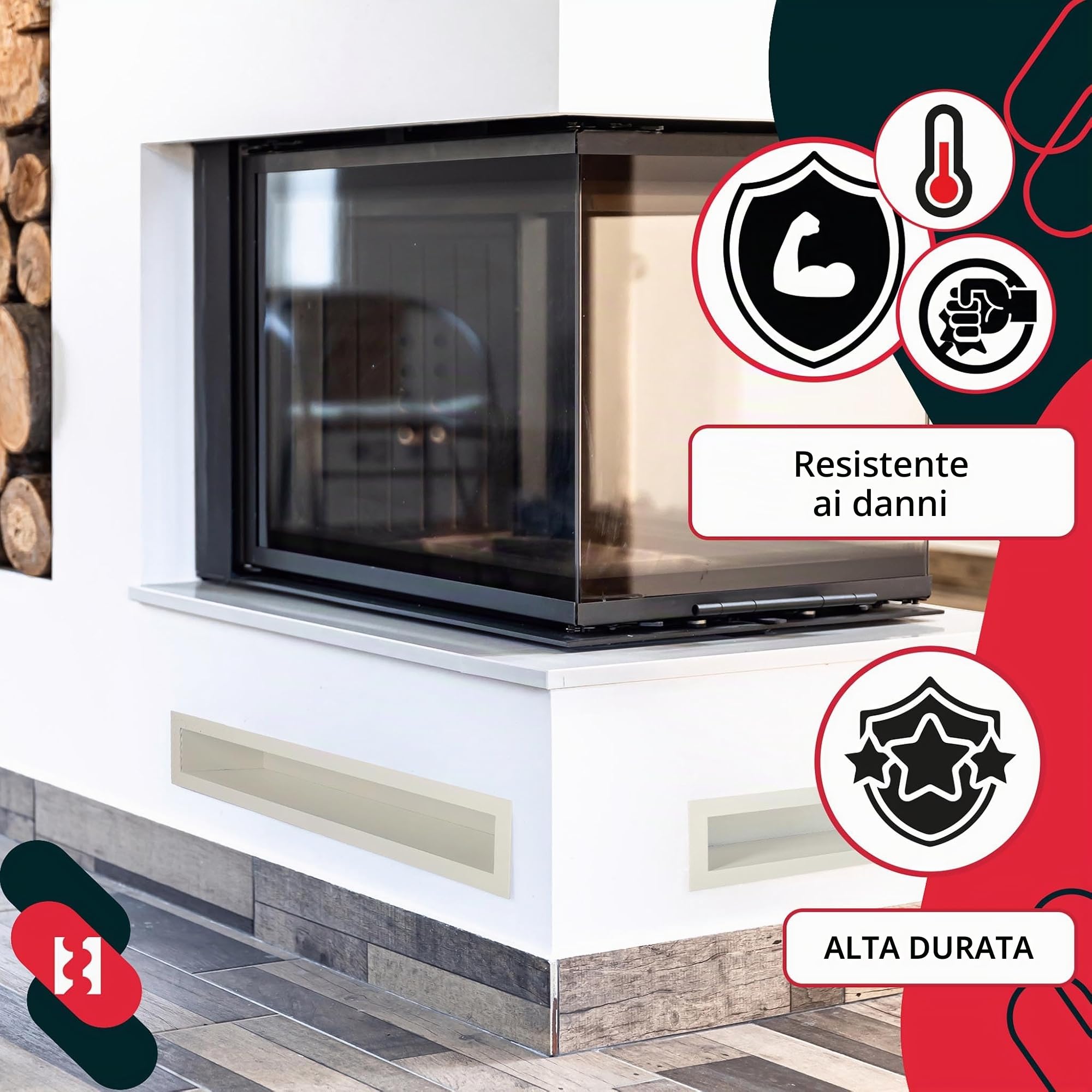 KOTARBAU® Griglia Camino - Bocchette Aria Calda Canalizzata - Acciaio Verniciato a Polvere - 60 cm - Bianco - Griglia per Caminetto - Griglie Camino - Elegante Design Moderno
