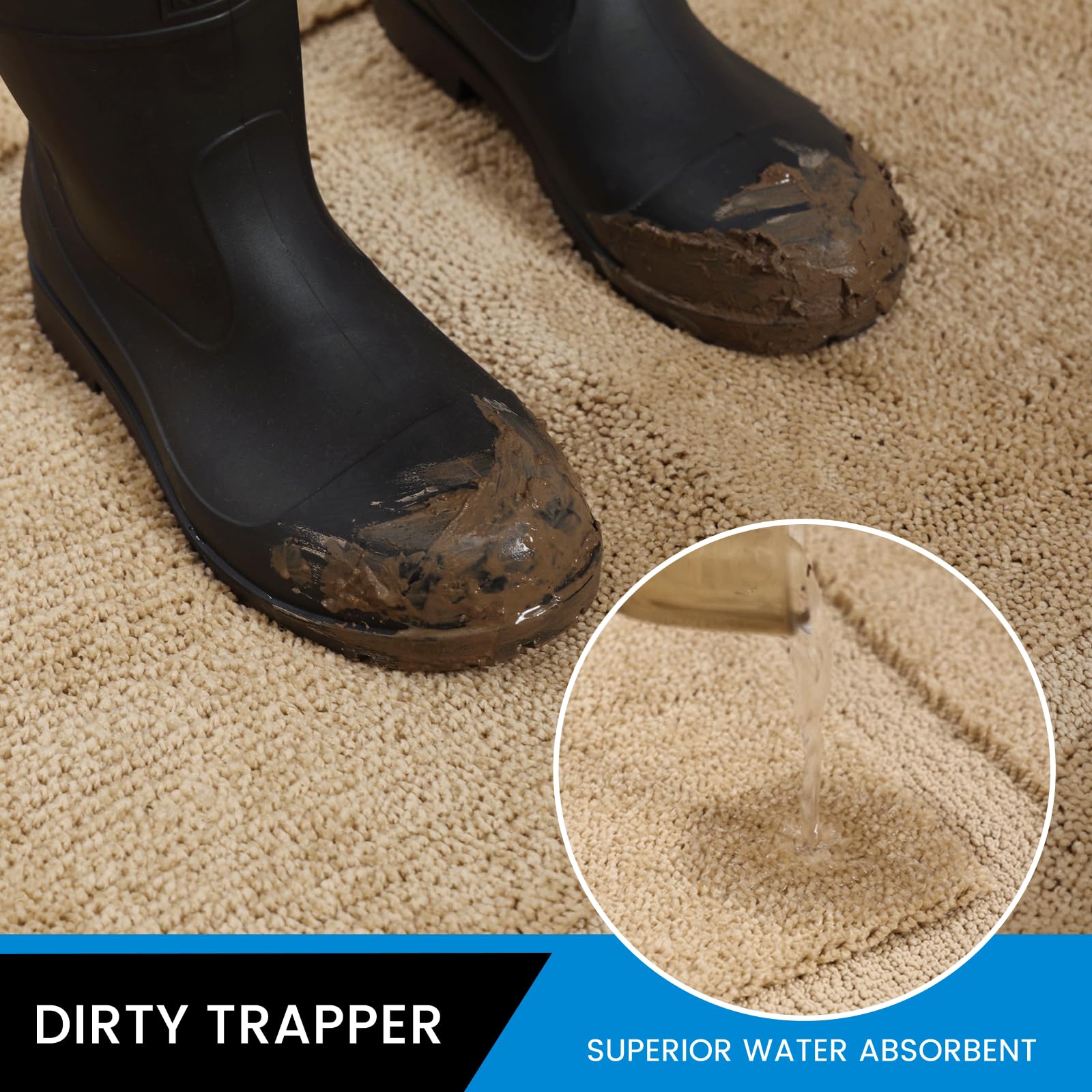 Oiilores Dirt Trapper Door Mat Indoor 60 x 90 cm, Washable Entry Rug, Inside Doormats for Entryway Non-Slip, Low-Profile - Image 4