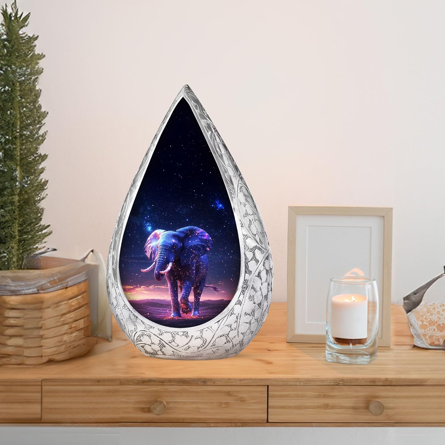 Elephant Little Urns for Adult Humans - Blue Urn for Ashes for Women Small - Cremains Funeral Mini Keepsake for Adults - Cremation Keepsakes Funeral Urns for Adult Ashes Men & Women 3 Inch