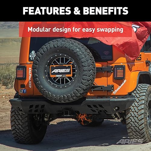 Miniatura 5 de ARIES 2082038 TrailChaser negro acero Jeep Wrangler JK parachoques trasero