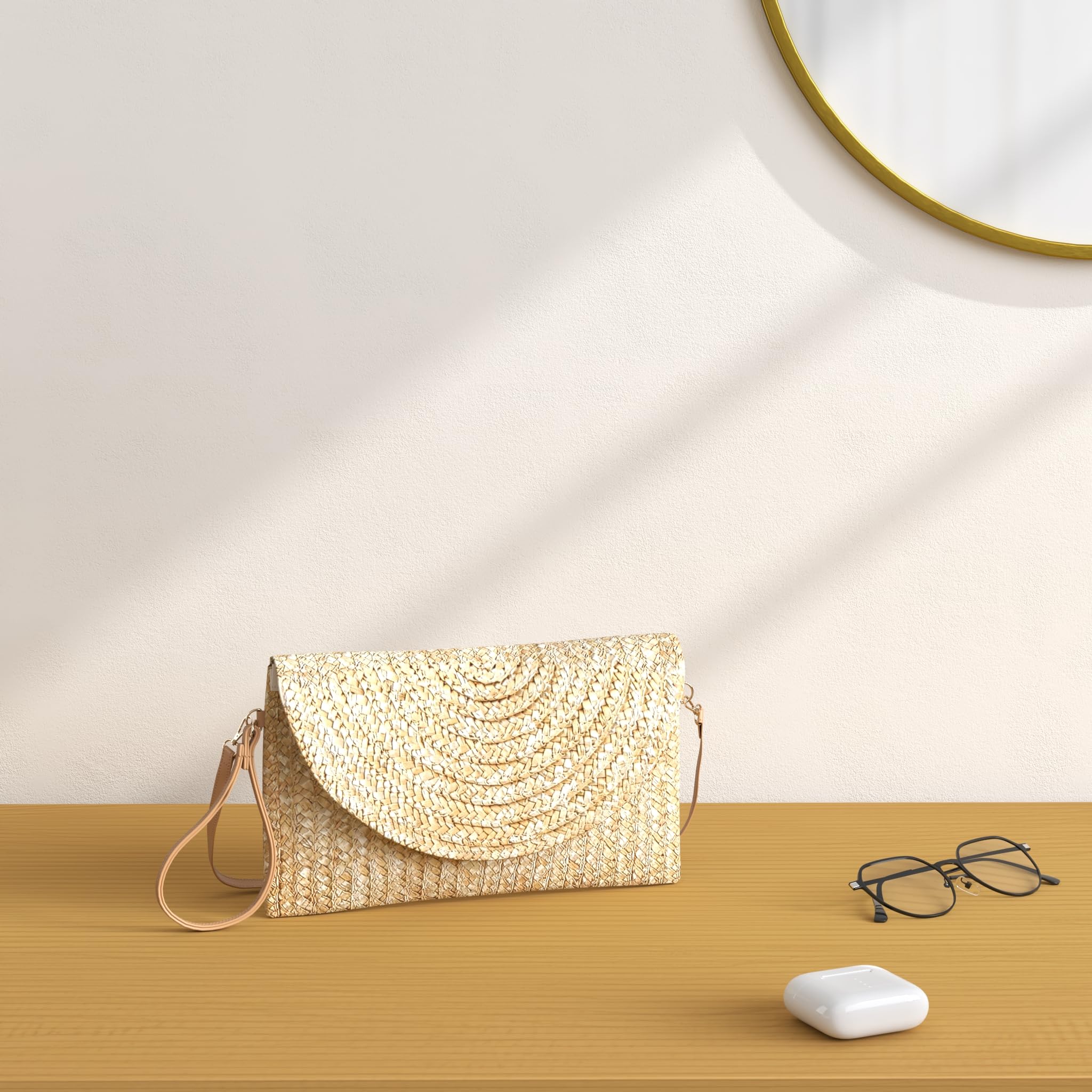 LHHMZ Cartera de mano de paja para mujer Bolsos de verano Bolsos de hombro de paja tejida Cartera de playa